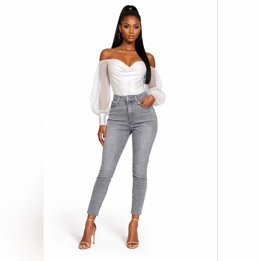 Express Gray High Rise Skinny Jeans Women’s Size 4R Ankle Length.